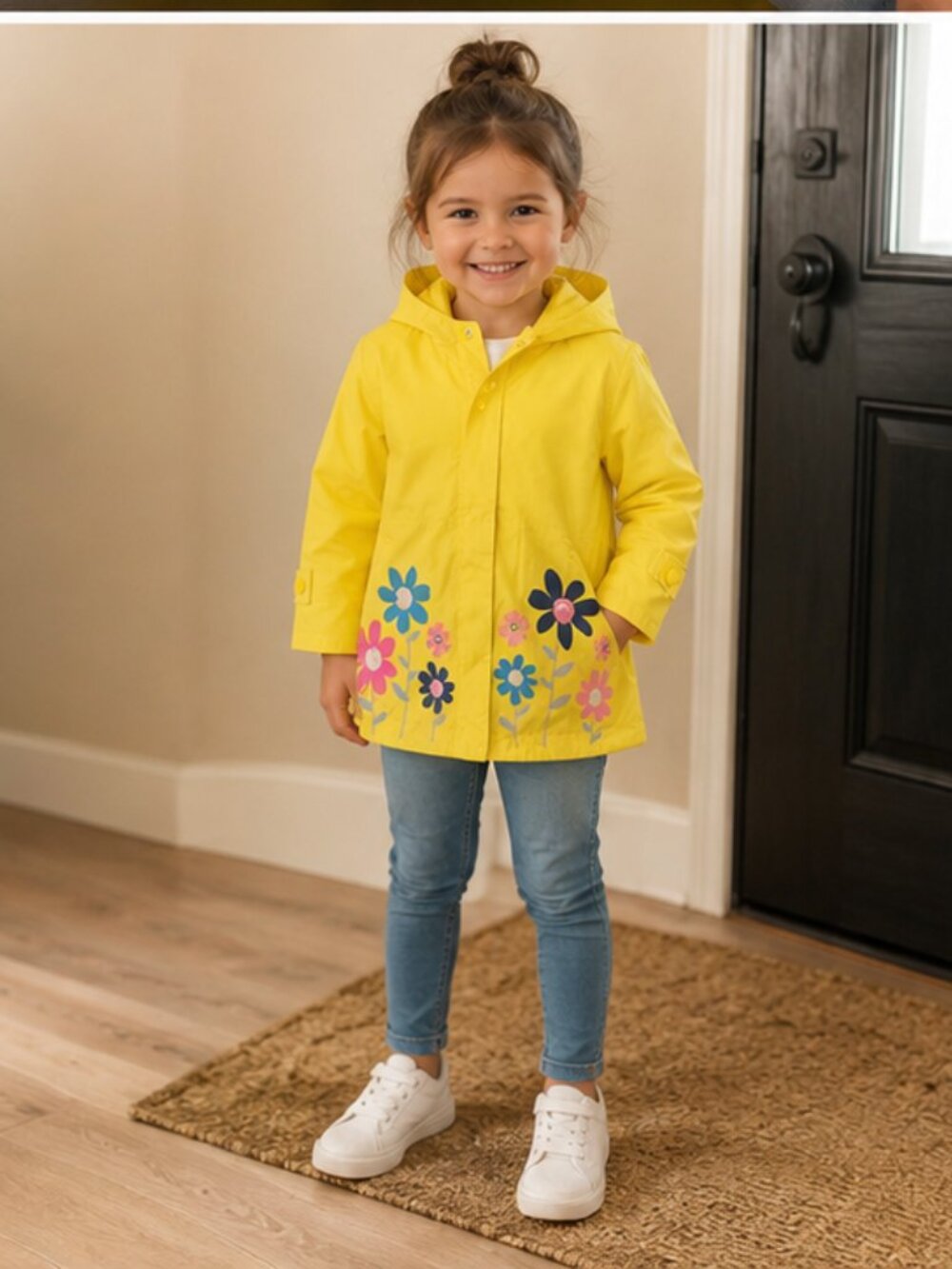 Carter's 18M Yellow Floral Hooded Rain Jacket NWOT